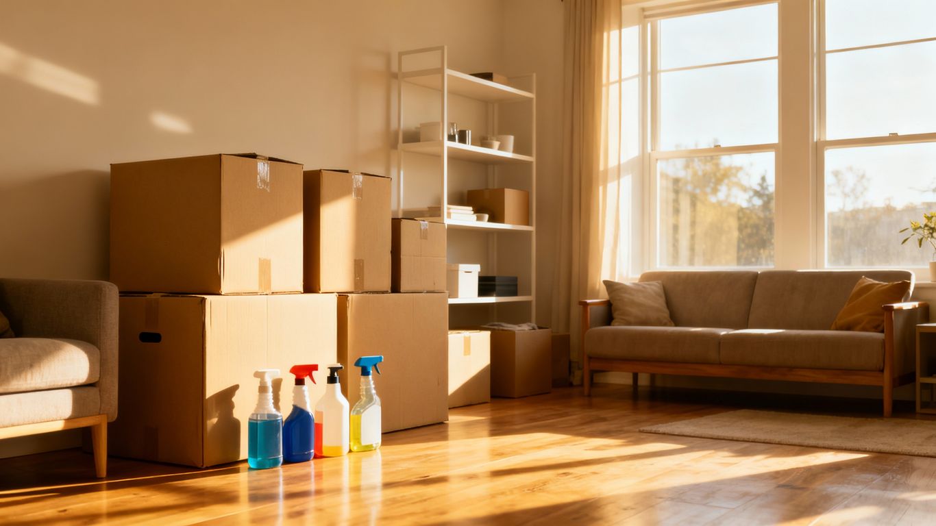 Decluttered living room ready for end-of-tenancy clean