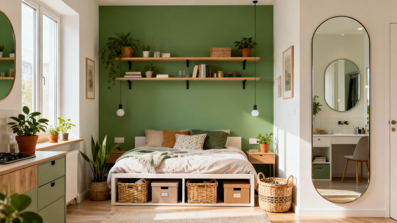 Modern small flat with clever storage and cosy furnishings