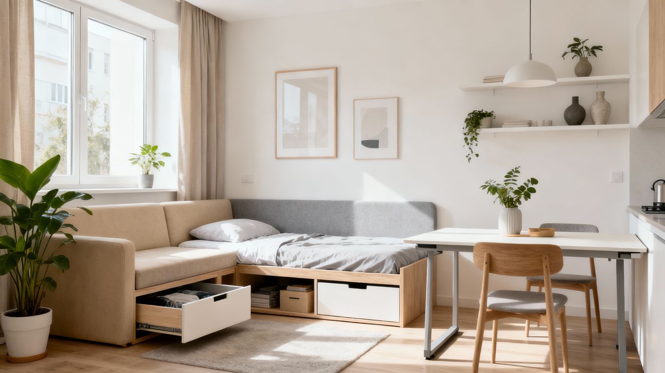 Organised small flat with clever storage solutions